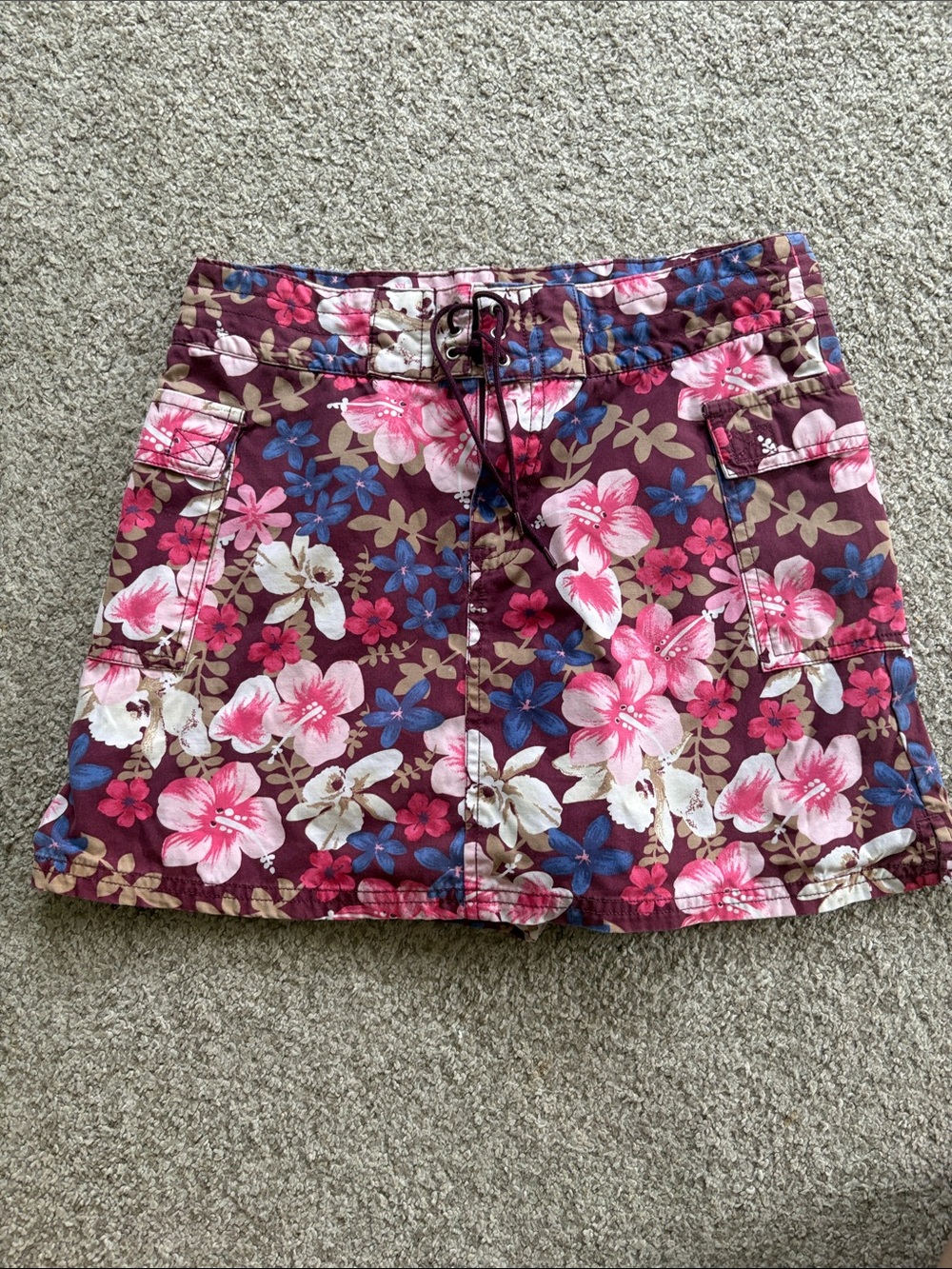 Y2K Floral Drawstring Girl’s Skort - Pink & Purple